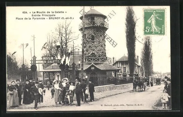 CPA Brunoy, Le Moulin de la Galette, Entrée Principale, Palce de la Pyramide