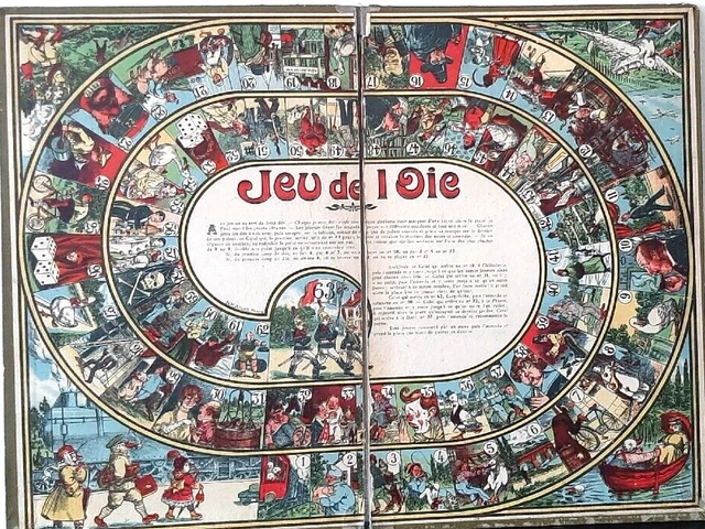 Plateau De Jeu De L'Oie Ancien Vers 1900 - Grand Format, Renouvelé Des Grecs, Carton, Occasion
