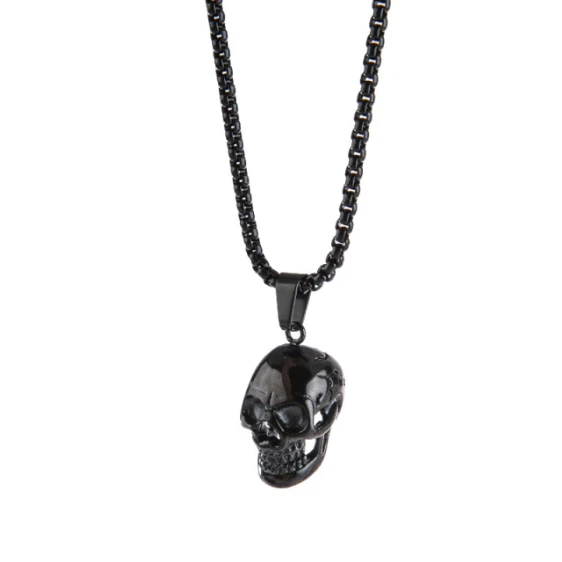 Totenkopf Anhänger Kette Schwarz Schädel Skelett Knochen Fantasy Horror Gothic