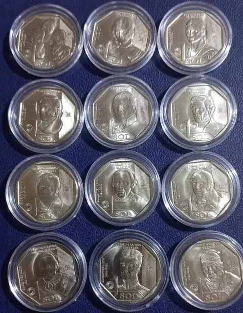 Moneda Un Sol Peru set Colección Mujer y Constructores de la República 12 und