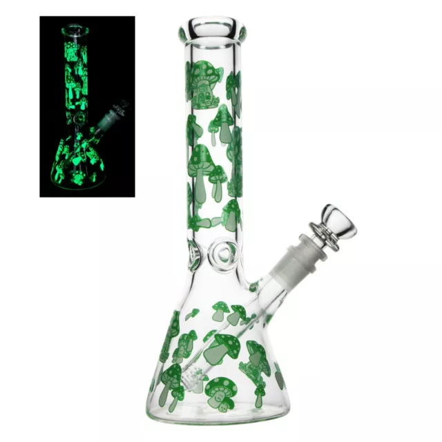 RORA 11" Glass Bong Water Pipe Heavy Beaker Smoking 14mm Bowl Smoking Hookah