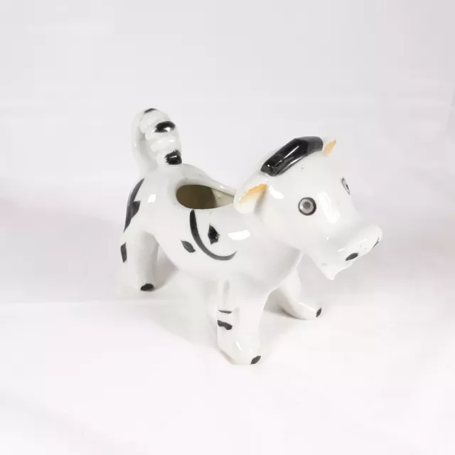 Black and White Cow Creamer Ceramic Vintage Farmhouse Country Decor