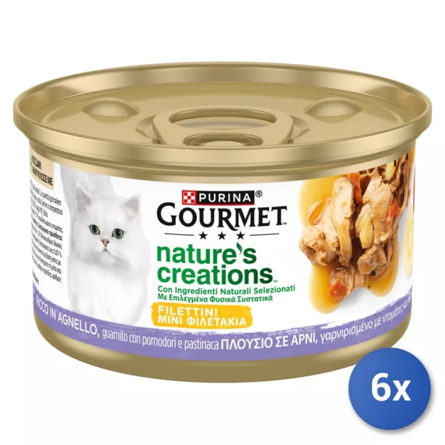 6x Gourmet Nature'S Creation Filettini 85 Gr. Agnello Pomodoro Pastinaca