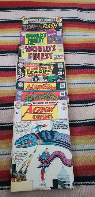 7 D.C. Silver Age Comic Lot 3 World's Finest 1 JLA 2 Adventure 1 Action *Good*