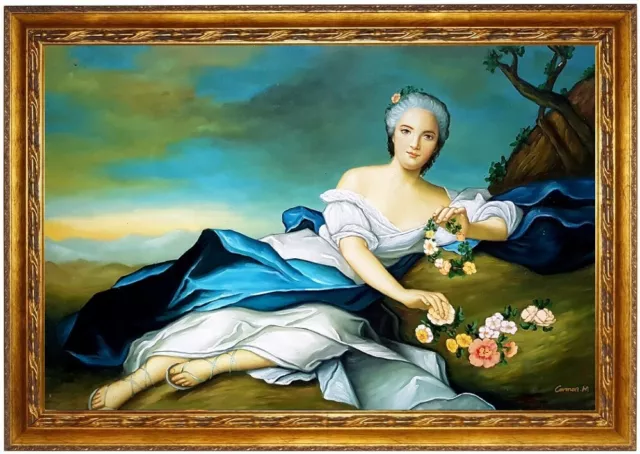 Ölbild Portrait Henriette von Frankreich mit Blumen HANDGEMALT Gemälde F:60x90cm