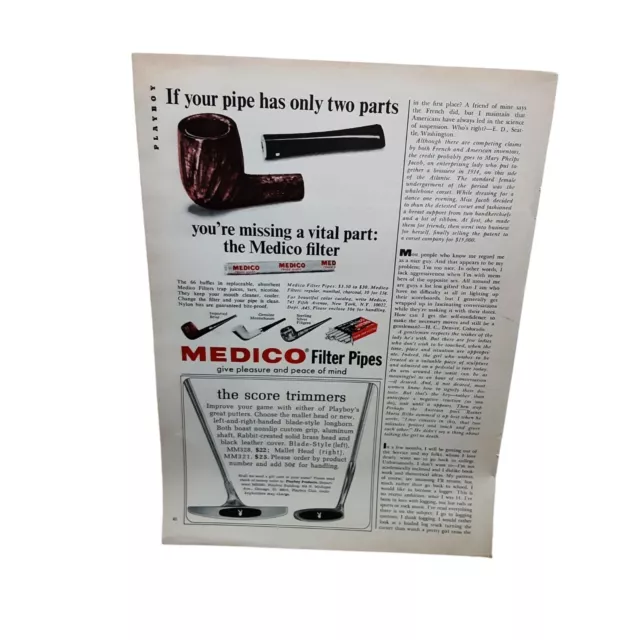 1971 Medico Filter Pipes Original Print Ad vintage