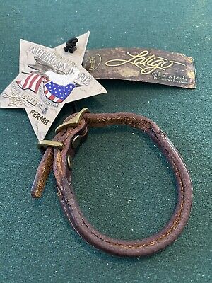 rolled leather dog collar 10” brass hardware