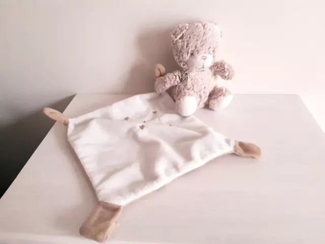 Tex doudou ours mouchoir mon doudou beige chiné marron