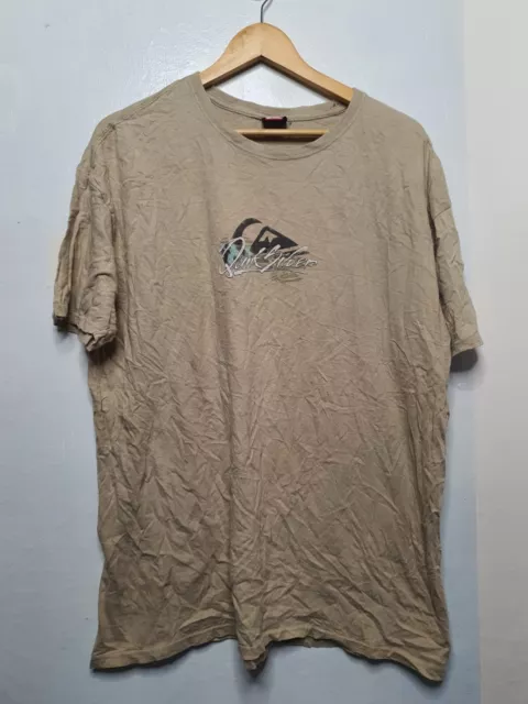 Quiksliver mens big logo shirt beige made in AUS size large vintage