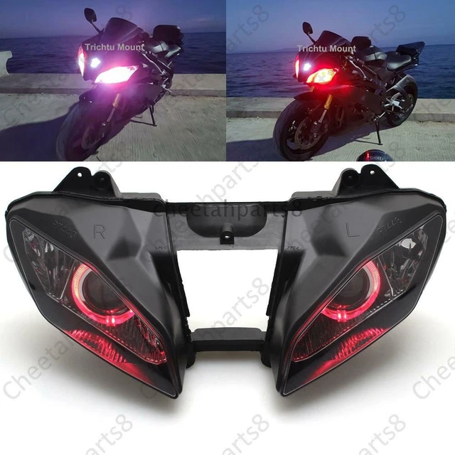 Per Yamaha YZF R6 06-07 Faro Assemblaggio NASCOSTO Rosso Angelo Occhi Proiettore