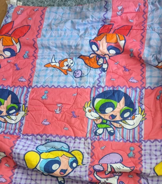 POWERPUFF GIRLS TWIN Comforter Vtg Cartoon Network Reversible Blanket ...