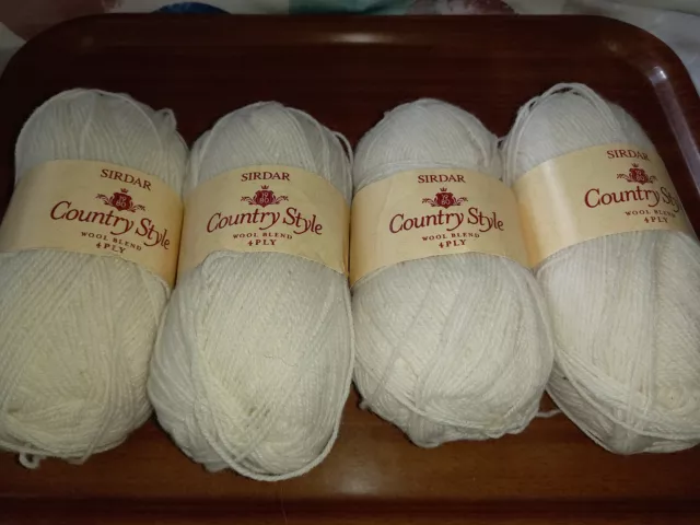 4x50g Ball Soft Cream Sirdar Country Style 4ply Wool/Nylon/Acrylic Knitting Yarn