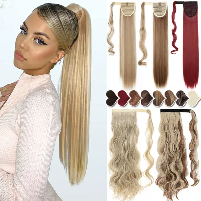 UK Real Thick Hair Wrap on Ponytail Clip In Pony Tail as human Extensions Party