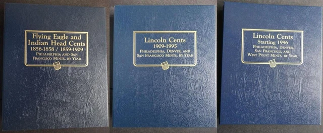 Set of 3 Whitman Lincoln Indian Penny Cent Coin Album 1856-2024 P,D San Fran
