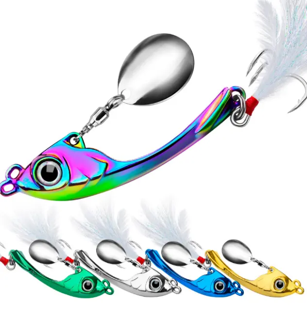5* Rainbow Fishing Lures Metal Spinner Baits Bass Tackle Crankbait Spoon Trout