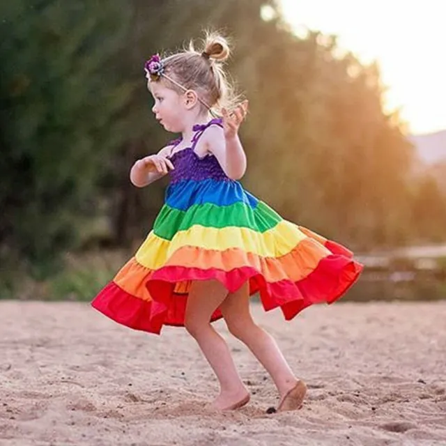 Abito arcobaleno principessa bambina maniche lunghe abiti da festa top Stati Uniti 7