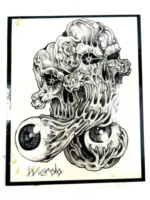 De colección Tattoo Shop Flash #19 1990 años 90 calavera extraño esqueleto espacio globo ocular sangre