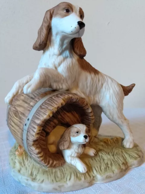 Springer Spaniel Family bisque figurine #1448 Home Interior Homco Dog Puppy VTG*