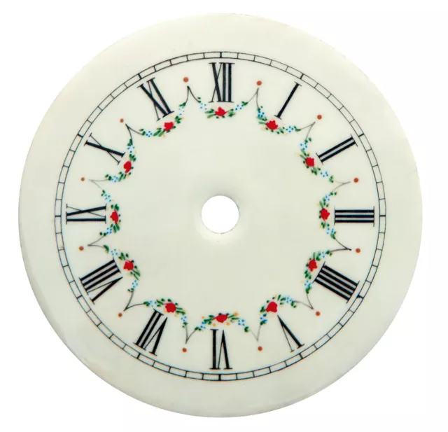 NEW 4-1/2" Enameled Porcelain Clock Dial - Roman Numbers with Floral Pattern