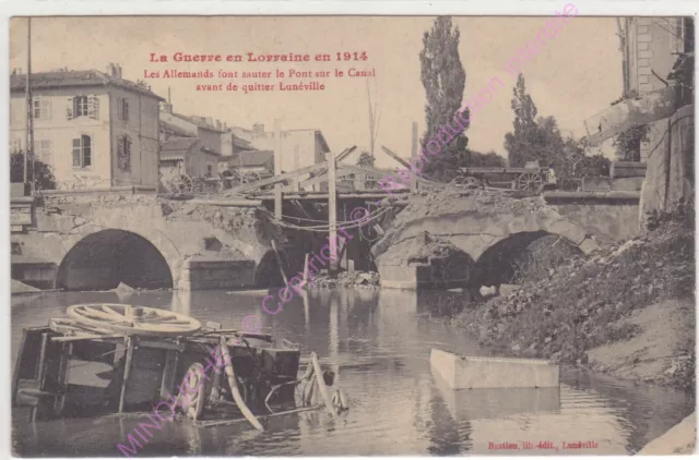 CPA 54300 Lunéville Guerre IN Lorraine Germans Font Skipping the Bridge Channel