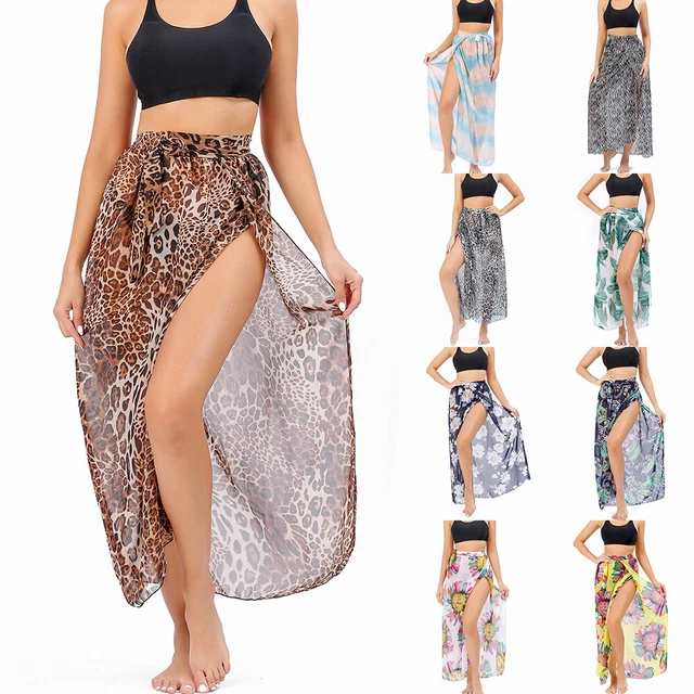 Women Lace Up Casual Printed Bikini Shawl Scarf Wraps Summer Holiday Beach Dress