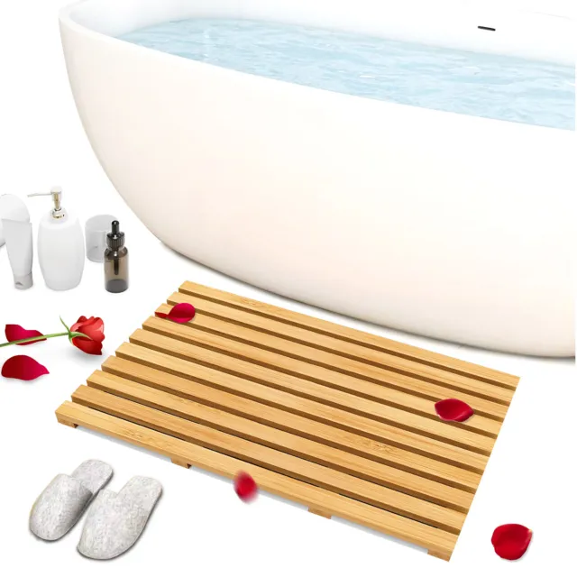Bamboo Duck Board Wooden Bath Mat Shower Rug Timber Bathroom Floor Non Slip
