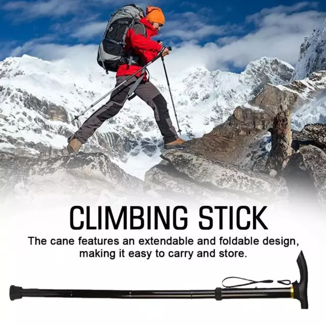 Foldable Walking Stick Travel Cane Aluminum Alloy Adjustable Height' Q2D9