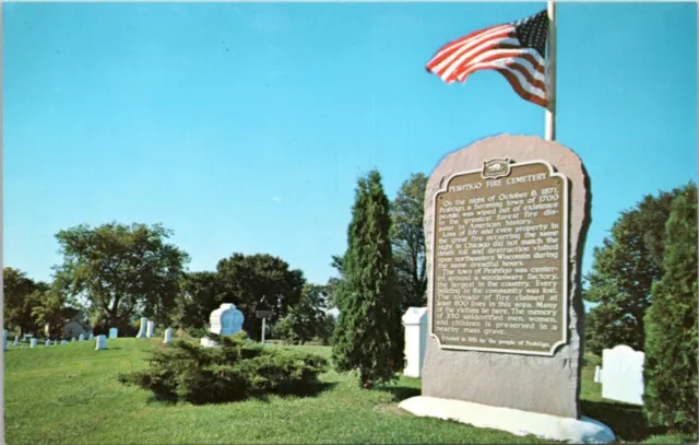 Postcard WI Peshtigo Fire Cemetery