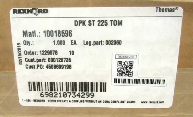 Neu REXNORD DPK-ST-225-TOM Kupplung Scheibe 002360 DPKST225TOM 2