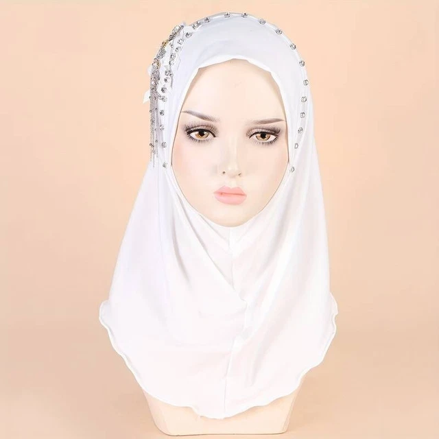 Copricapo Hijab Donna Bianco Musulmano, Islam, Arabo, Tutto In Uno Nuovo Con Etichette