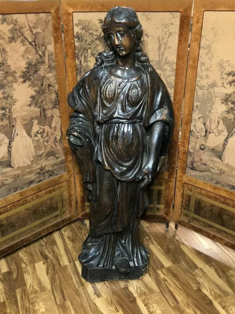 Barock Heiligenfigur Holz Antik 18-Tes Jhdt Heilige Agatha Von Catania