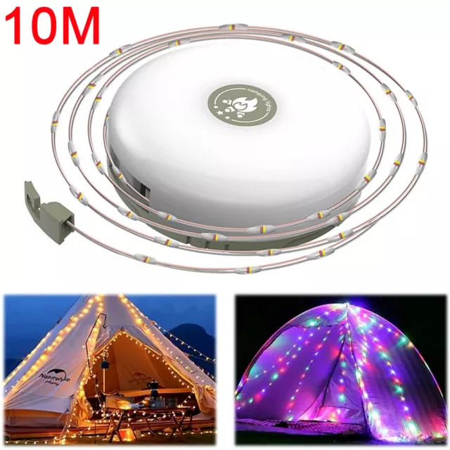 10M Portable Camping String Lights Outdoor Waterproof Stowable String Light UK