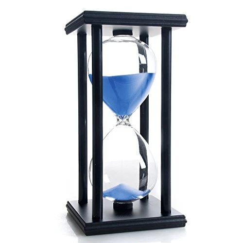 Hourglass 60 Minutes Blue Sand Timer Black Wooden Frame Sand Clock