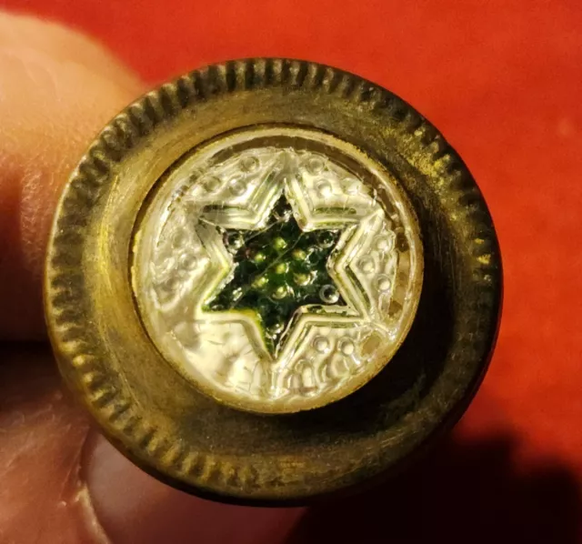 Antique Picture Nail 6 Point Star Artwork Painting Hanger Sulphide? Glass - ALJ3