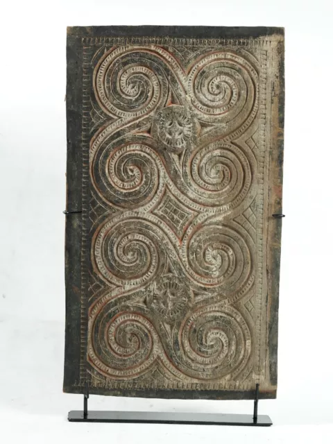 Antique Carved Polichrome Genuine Panel of Toraja House Wall #09 - Tongkonan