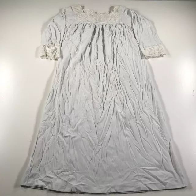Vintage Christian Dior Lingerie Nightgown Womens Medium Light Blue w White Lace