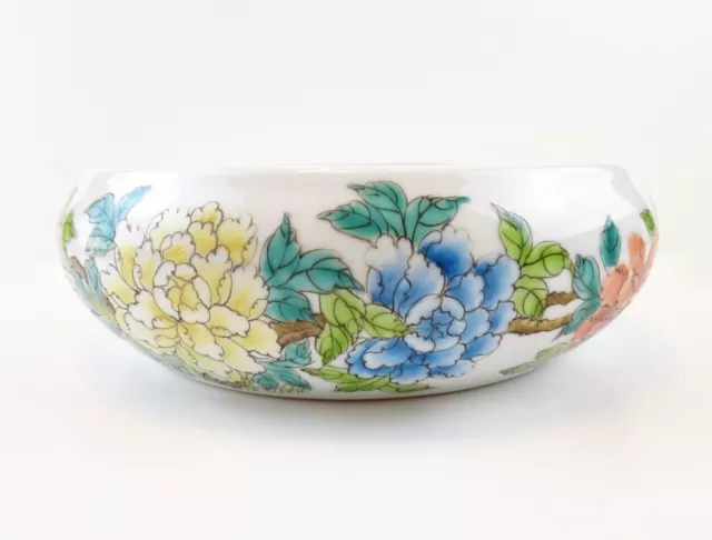 Vintage Chinese Porcelain Ceramic Large Bowl Floral Pattern Flowers Asian