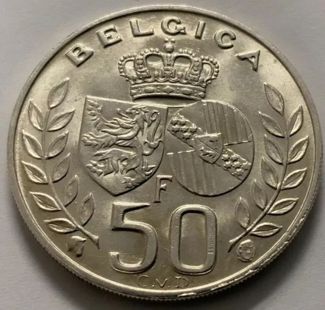 1960 Belgium 50 Francs Silver Low Mintage Hg