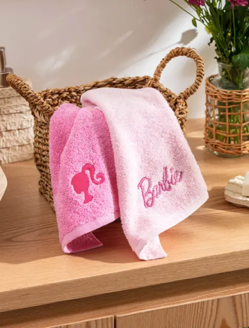 Barbie Embroidered Hand Towel 2-pack 30x50 Cm Pink Towel Set