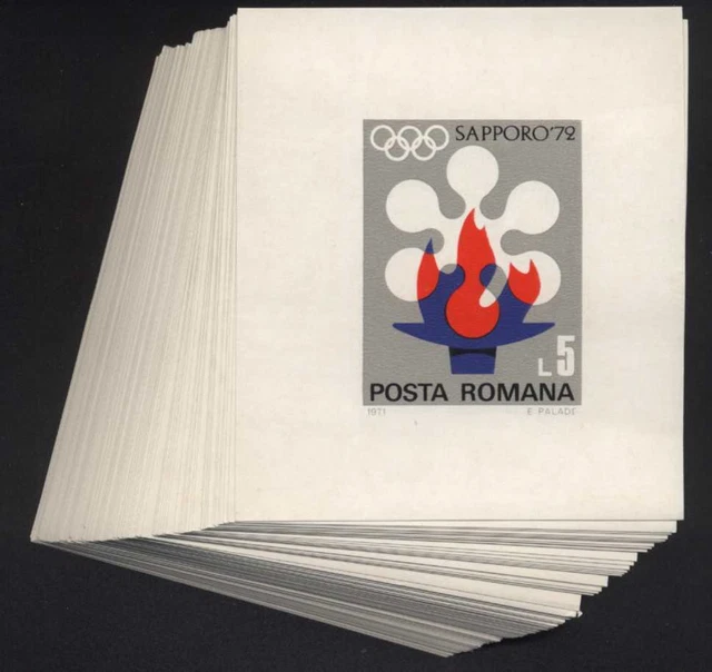ME 300,00: WHOLESALE: 100 BLOCKS Rumänien Olympische Winterspiele 1972 Sapporo