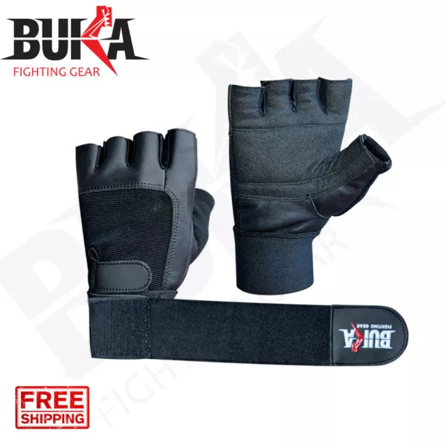 Buka Leather Gym Gloves Fitness Weight Lifting Training Bodybuilding Crossfit 3