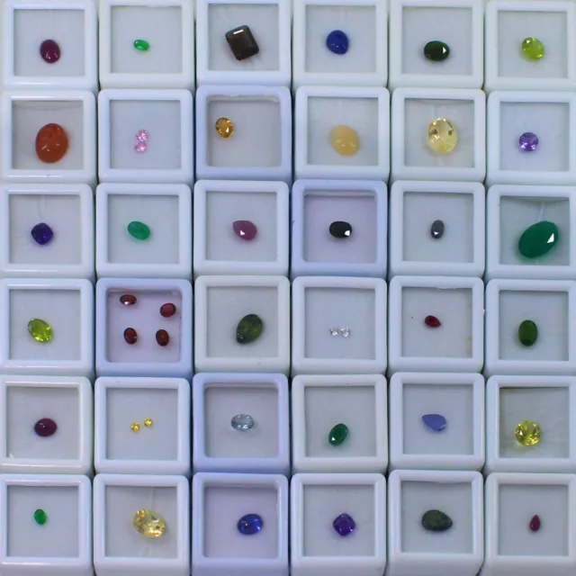 Natural Burma Ruby Emerald Tanzanite Tourmaline Topaz 34 Pcs Mixed Lot Gems 522