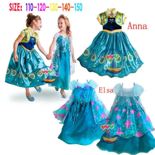 Frozen Elsa Costume Dress up Girls Frozen Elsa Anna Costume Party Birthday Dress