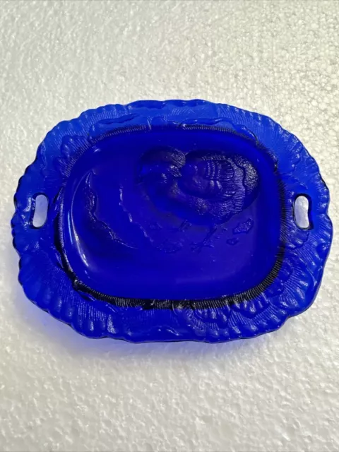 Westmoreland 5” CHICK EGG MINI TRAY Cobolt Blue Vaseline Glass Chicken