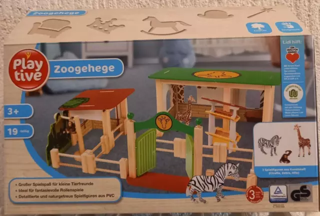 Playtive Zoogehege mit abnehmbaren Dächern Kinder Holz Spielzeug Zoo Affe