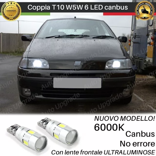 Coppia Luci Posizione T10 6 Led Canbus Per Fiat Punto 176 Mk1 6000K Ultra Bianco