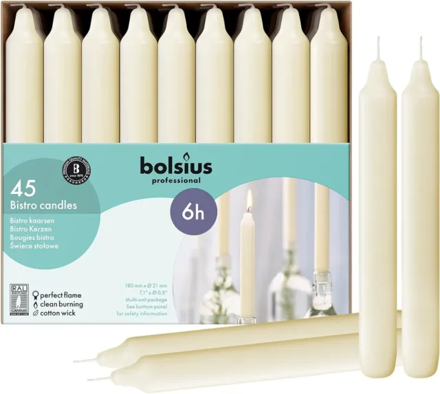 Paquete a granel de velas domésticas de marfil BOLSIUS 45 unidades - paquete de 1 sin perfume,