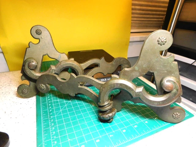 2-Vtg. Brass Door Plates & Handles #P2664-1095 w/Hardware Architectural Salvage