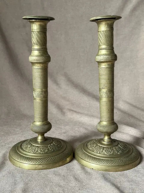 Paar Empire Bronze Leuchter Um 1810