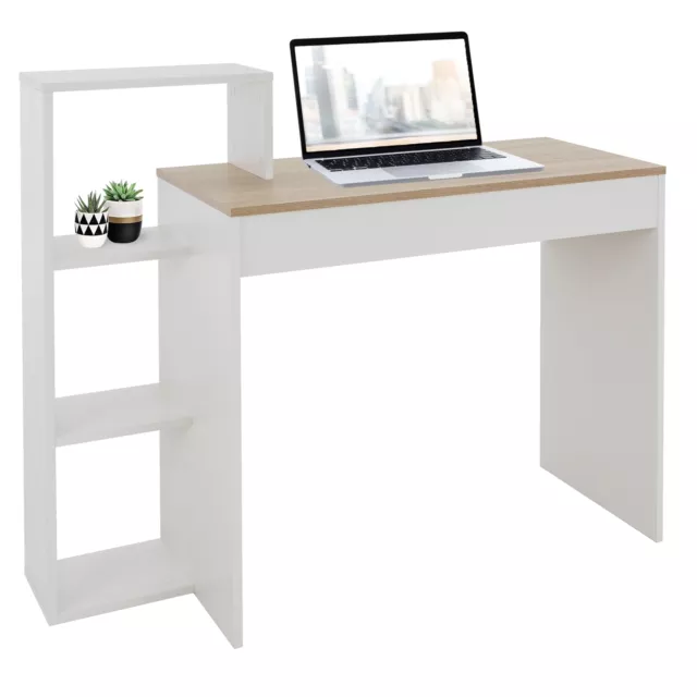Escritorio con estantes mesa de trabajo de roble sonoma/blanco para PC despacho